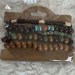 Bohemian Wooden Beaded Bracelet Set